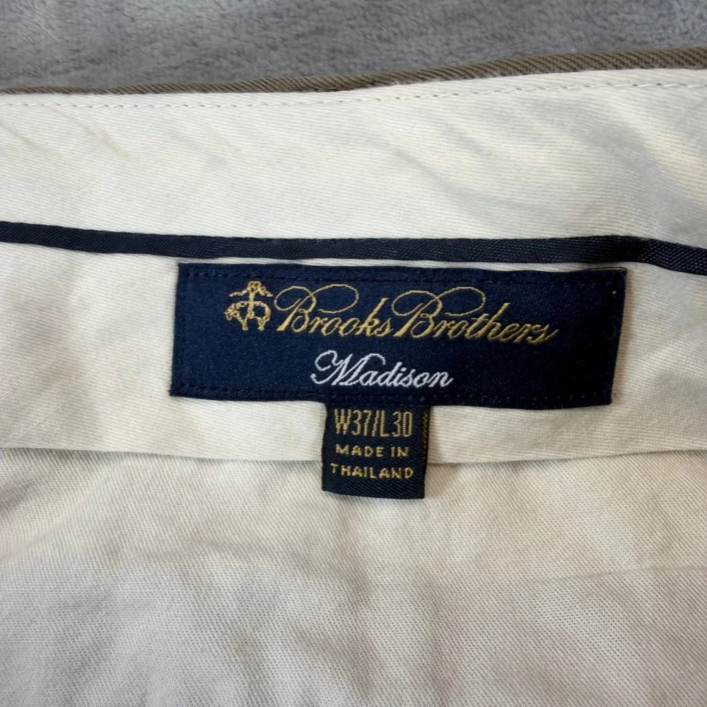 Brooks Brothers Madison Wool Dress Pants Men's Size 37x30 Tan Khaki Formal Pants